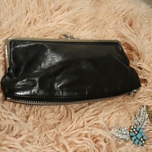 Black Leather Hobo Clutch
